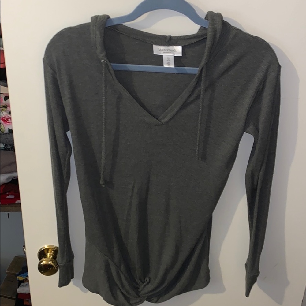 Henley style, wrap front maternity top